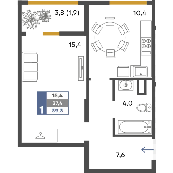 Планировка 1к - квартира
