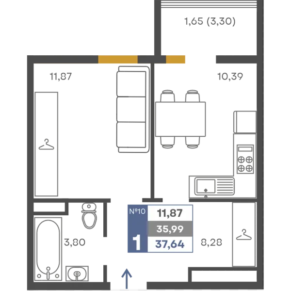 Планировка 1к - квартира