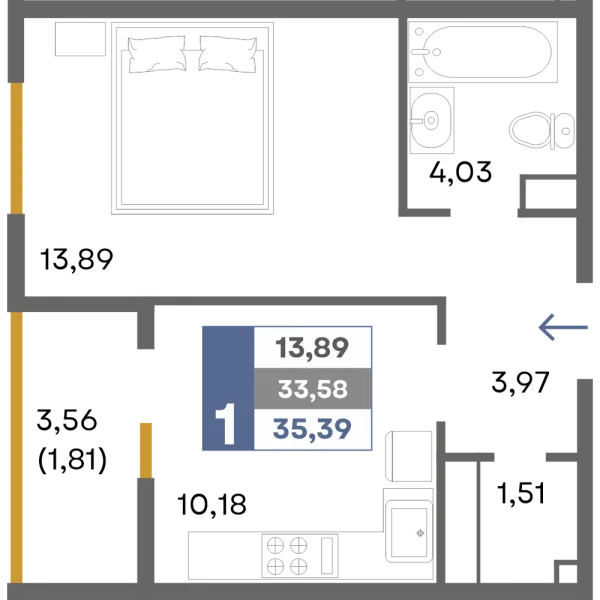 Планировка 1к - квартира